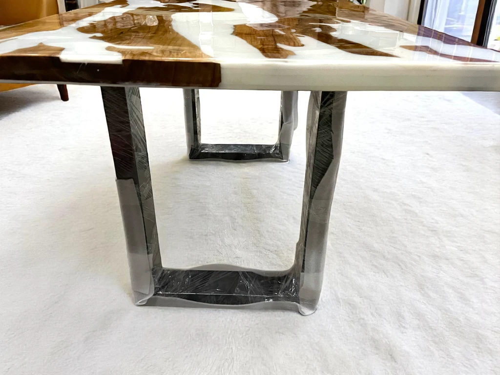 Premium White Epoxy Resin Woodworking Table for Home, Office 